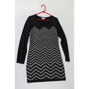 London Times L Gray chevron stripe bodycon Women's sweater Dress